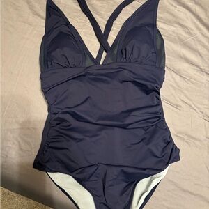 Cupshe Deep Blue One-Piece Swimsuit
